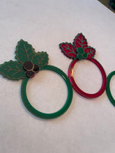 Load image into Gallery viewer, Holiday Holly Napkin Rings